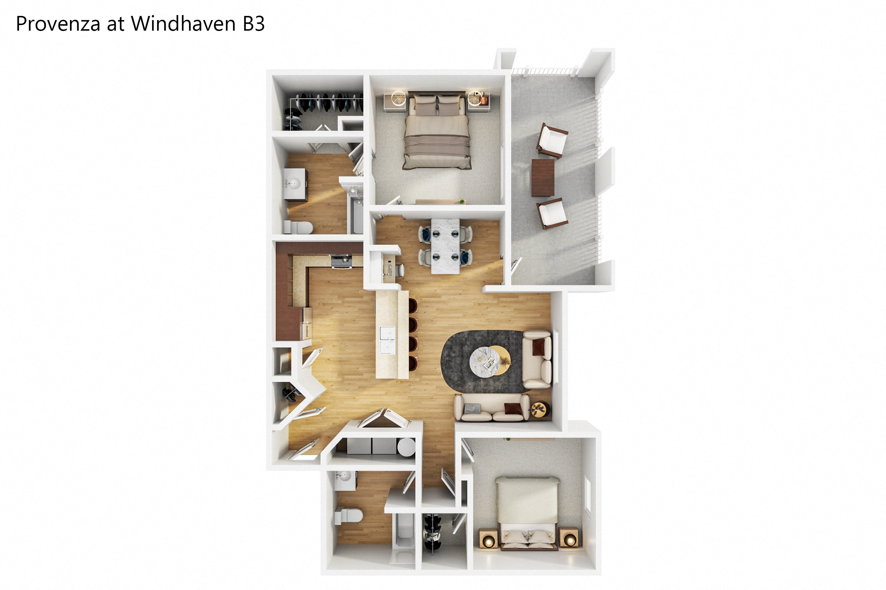 Floor plan for 2 beds, 2 baths, 1161 sqft